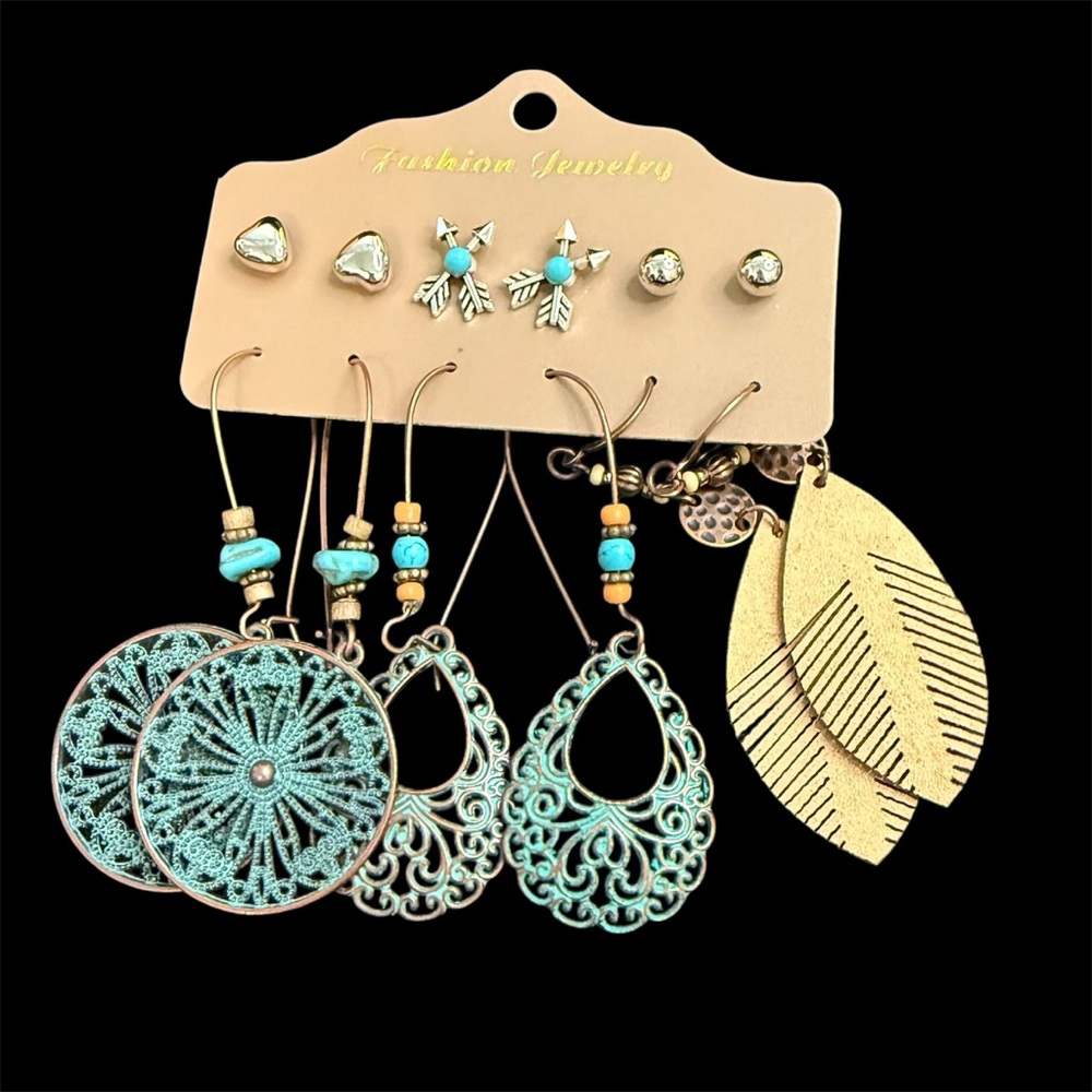 Fashion Jewelry Aqua and Gold Earring Collection